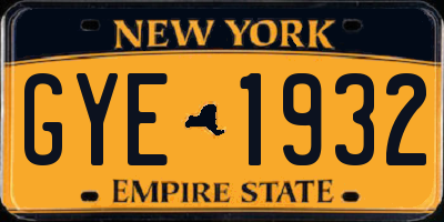 NY license plate GYE1932