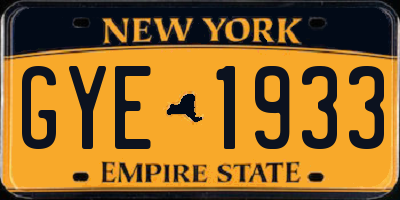 NY license plate GYE1933