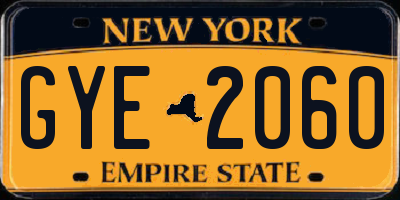 NY license plate GYE2060