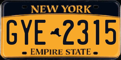 NY license plate GYE2315
