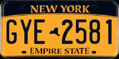 NY license plate GYE2581