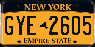 NY license plate GYE2605