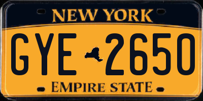 NY license plate GYE2650