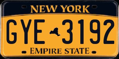 NY license plate GYE3192
