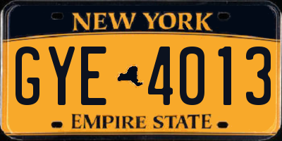 NY license plate GYE4013