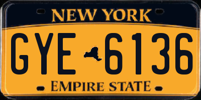NY license plate GYE6136