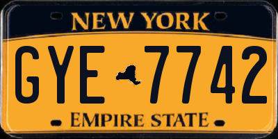 NY license plate GYE7742