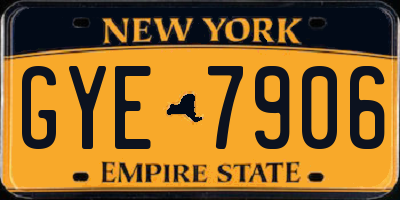 NY license plate GYE7906