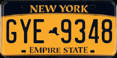 NY license plate GYE9348