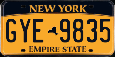 NY license plate GYE9835