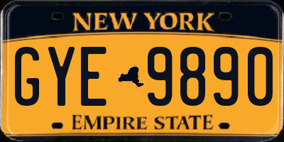 NY license plate GYE9890