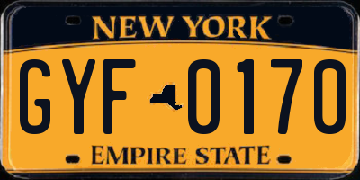 NY license plate GYF0170