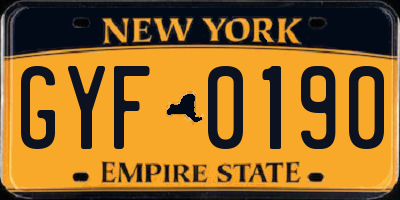 NY license plate GYF0190