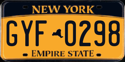 NY license plate GYF0298