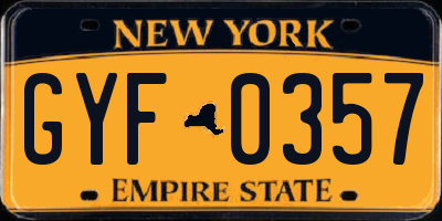 NY license plate GYF0357