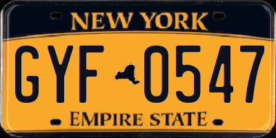 NY license plate GYF0547