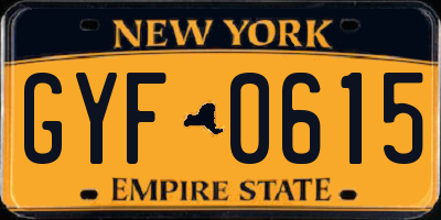 NY license plate GYF0615