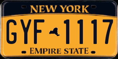 NY license plate GYF1117