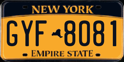 NY license plate GYF8081