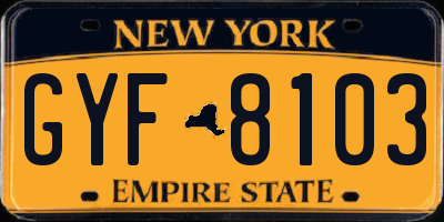 NY license plate GYF8103