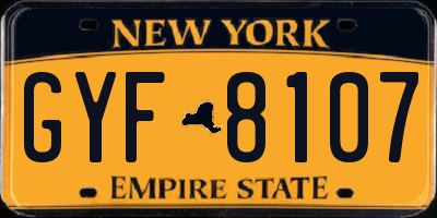 NY license plate GYF8107