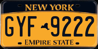 NY license plate GYF9222