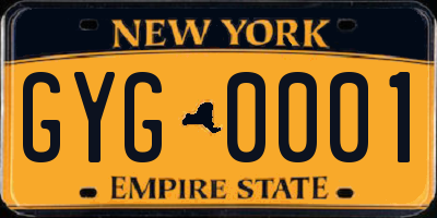 NY license plate GYG0001