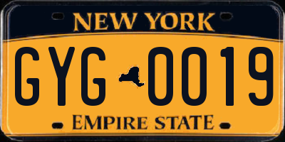 NY license plate GYG0019