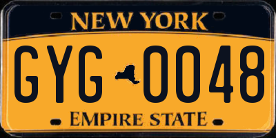 NY license plate GYG0048