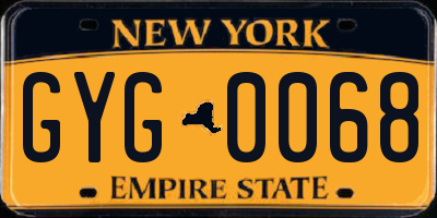 NY license plate GYG0068