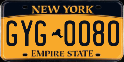 NY license plate GYG0080