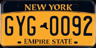 NY license plate GYG0092