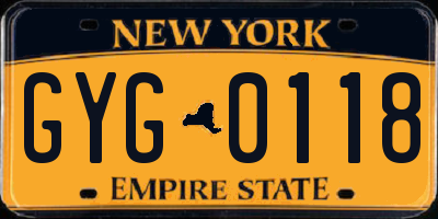 NY license plate GYG0118