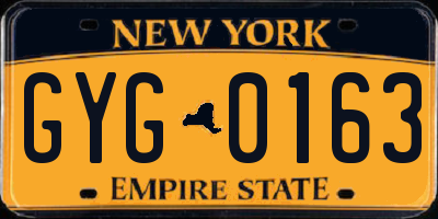 NY license plate GYG0163