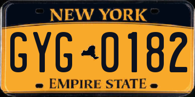 NY license plate GYG0182