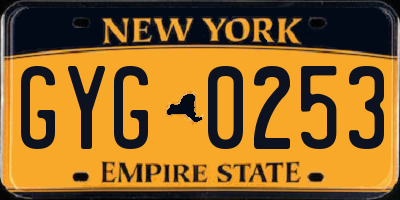 NY license plate GYG0253