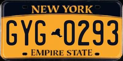 NY license plate GYG0293