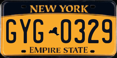 NY license plate GYG0329