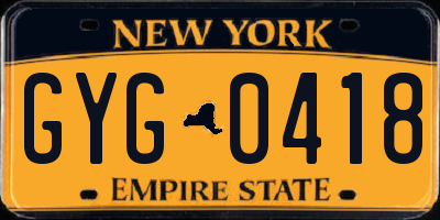 NY license plate GYG0418
