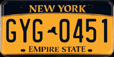 NY license plate GYG0451