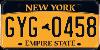 NY license plate GYG0458