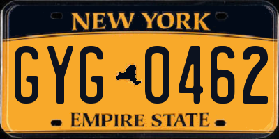 NY license plate GYG0462