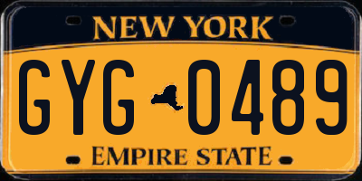 NY license plate GYG0489