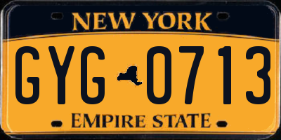 NY license plate GYG0713