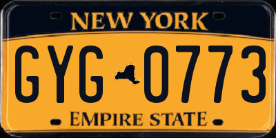 NY license plate GYG0773