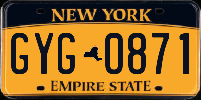 NY license plate GYG0871