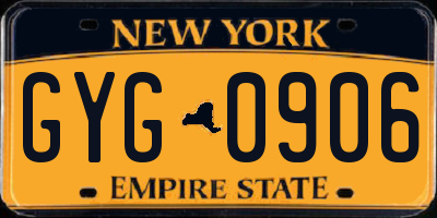 NY license plate GYG0906