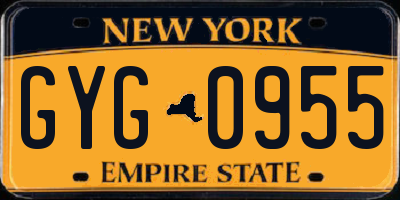 NY license plate GYG0955