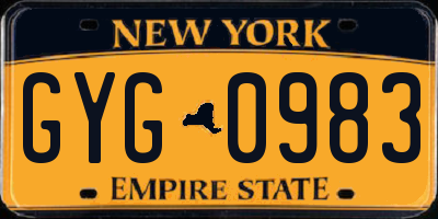 NY license plate GYG0983