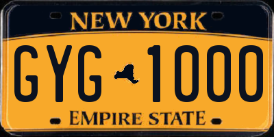 NY license plate GYG1000